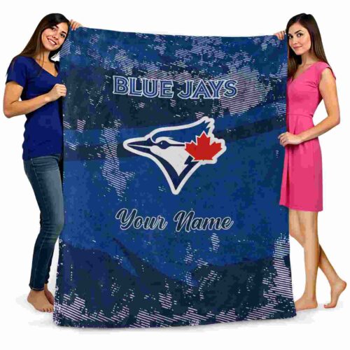 personalized toronto blue jays grunge streaks blue blanket fashion forward