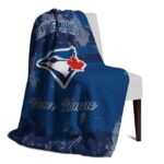 personalized toronto blue jays grunge streaks blue blanket top rated