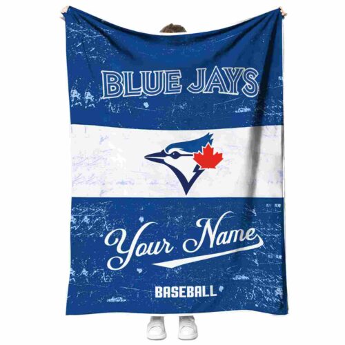 personalized toronto blue jays grunge texture blue white blanket best selling