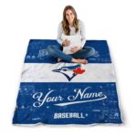 personalized toronto blue jays grunge texture blue white blanket high quality