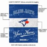 personalized toronto blue jays grunge texture blue white blanket new arrival