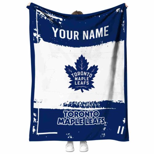 personalized toronto maple leafs paint strokes blue white blanket best selling