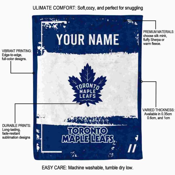 personalized toronto maple leafs paint strokes blue white blanket new arrival