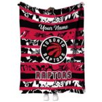 personalized toronto raptors floral stripes red white blanket best selling