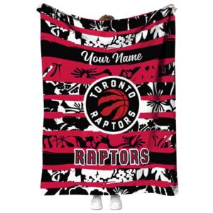 personalized toronto raptors floral stripes red white blanket best selling