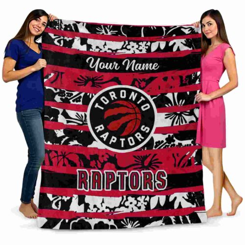 personalized toronto raptors floral stripes red white blanket fashion forward