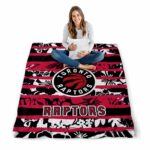 personalized toronto raptors floral stripes red white blanket high quality
