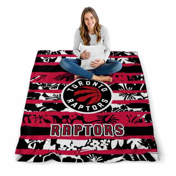 personalized toronto raptors floral stripes red white blanket high quality