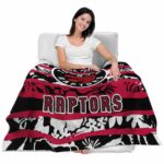 personalized toronto raptors floral stripes red white blanket latest model