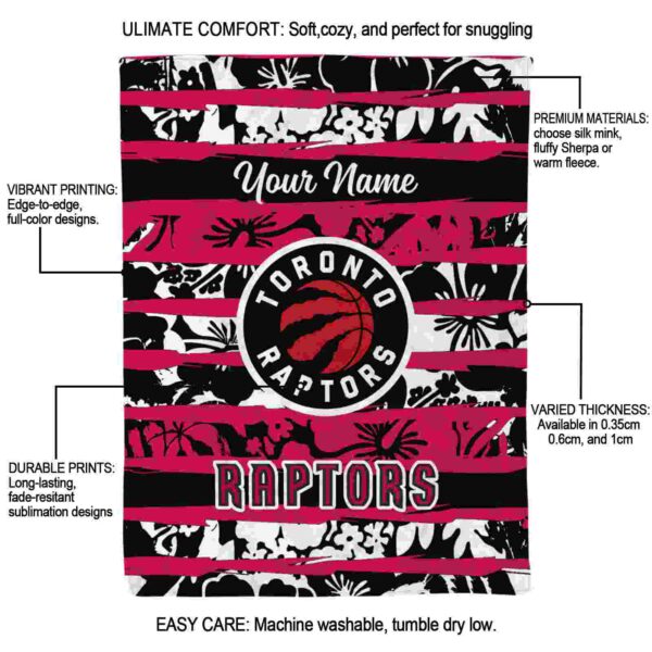 personalized toronto raptors floral stripes red white blanket new arrival