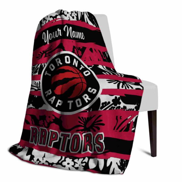 personalized toronto raptors floral stripes red white blanket top rated