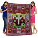 personalized troy trojans baby yoda red blanket best selling