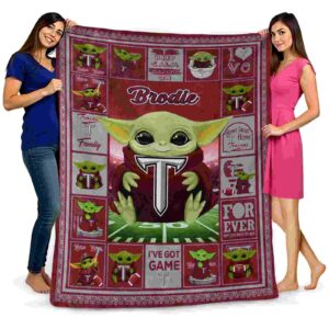 personalized troy trojans baby yoda red blanket fashion forward