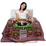 personalized troy trojans baby yoda red blanket best selling