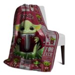 personalized troy trojans baby yoda red blanket best selling