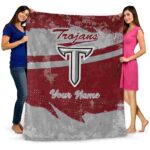 personalized troy trojans grunge streaks red blanket best selling