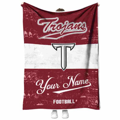 personalized troy trojans grunge texture red white blanket best selling