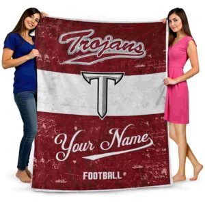 personalized troy trojans grunge texture red white blanket fashion forward