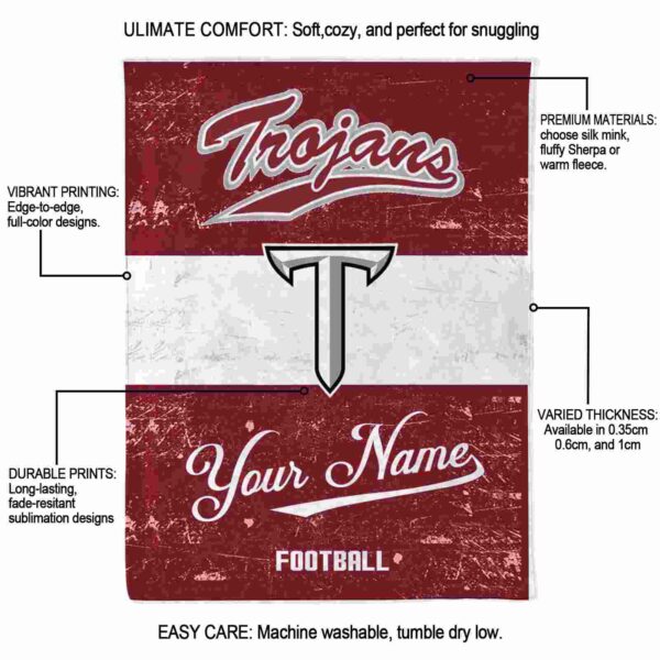 personalized troy trojans grunge texture red white blanket new arrival