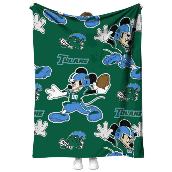 personalized tulane green wave mickey green blanket best selling