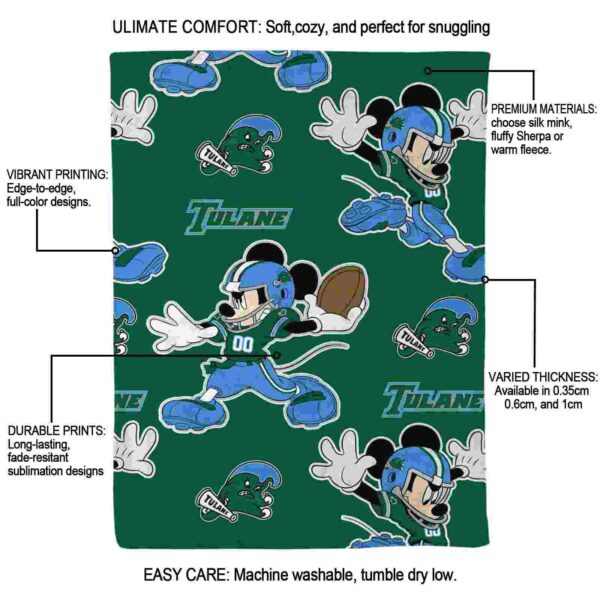 personalized tulane green wave mickey green blanket new arrival