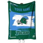 personalized tulane green wave paint strokes green white blanket best selling