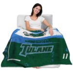 personalized tulane green wave paint strokes green white blanket best selling