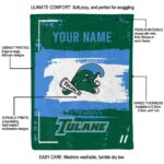 personalized tulane green wave paint strokes green white blanket best selling