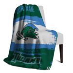 personalized tulane green wave paint strokes green white blanket best selling