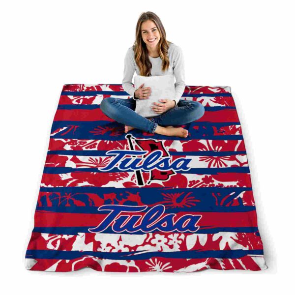 personalized tulsa golden hurricane floral stripes blue white blanket high quality