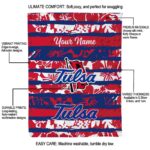 personalized tulsa golden hurricane floral stripes blue white blanket new arrival
