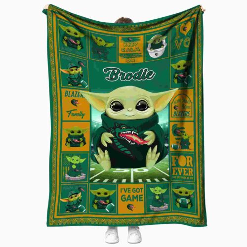 personalized uab blazers baby yoda green blanket best selling
