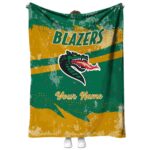 personalized uab blazers grunge streaks green blanket best selling