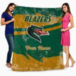 personalized uab blazers grunge streaks green blanket best selling