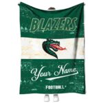 Personalized UAB Blazers Grunge Texture Green White Blanket 1 personalized uab blazers grunge texture green white blanket best selling