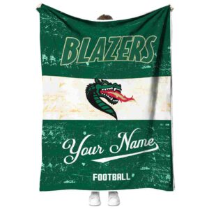 personalized uab blazers grunge texture green white blanket best selling