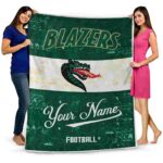 personalized uab blazers grunge texture green white blanket best selling