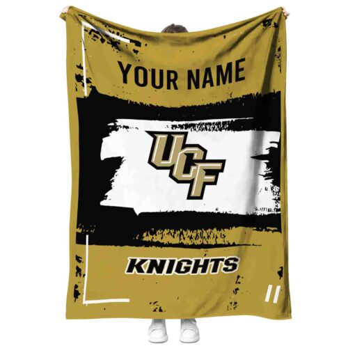 personalized ucf knights paint strokes gold white blanket best selling