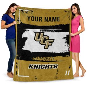 personalized ucf knights paint strokes gold white blanket fashion forward