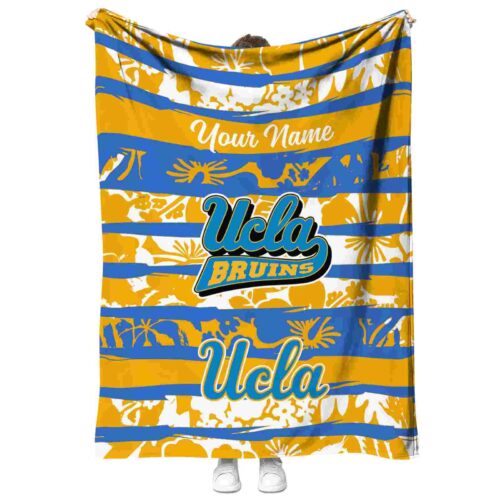 personalized ucla bruins floral stripes blue white blanket best selling