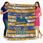 personalized ucla bruins floral stripes blue white blanket best selling