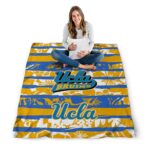 personalized ucla bruins floral stripes blue white blanket best selling