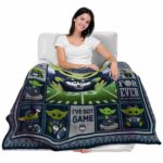 personalized uconn huskies baby yoda blue blanket best selling