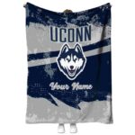personalized uconn huskies grunge streaks blue blanket best selling