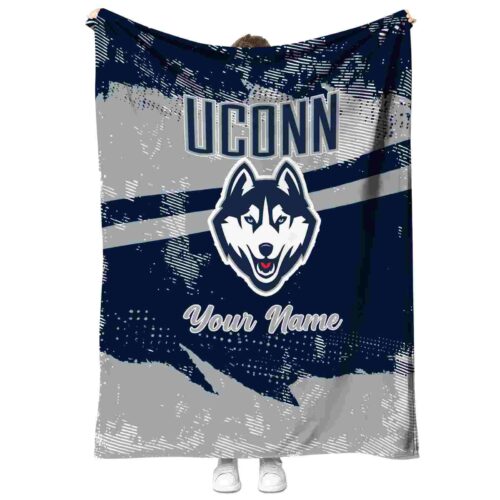 personalized uconn huskies grunge streaks blue blanket best selling