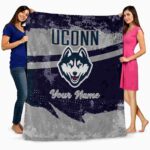 personalized uconn huskies grunge streaks blue blanket best selling