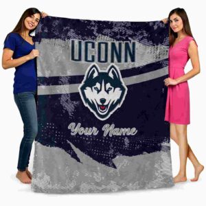 personalized uconn huskies grunge streaks blue blanket fashion forward