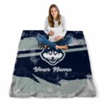 personalized uconn huskies grunge streaks blue blanket best selling