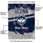 personalized uconn huskies grunge streaks blue blanket best selling