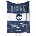 personalized uconn huskies grunge texture blue white blanket best selling